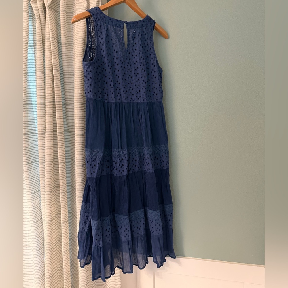 Sundance Navy Blue Sleeveless Tiered Midi Dress - Picture 5 of 5